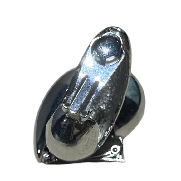 Vintage Heavy Silver-Tone Clip-On Earrings – Bold Sculptural Design - Picture 4 of 13